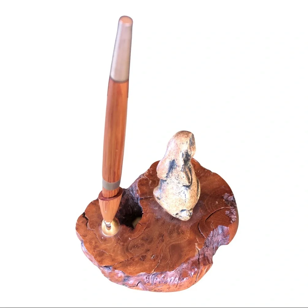 Vtg Wood Bunny Rabbit Office Desk Pen Holder Easter Boss Business professional